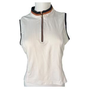 Tail Tech womens small Off white sleeveless high-neck athletic top quarter-zip​